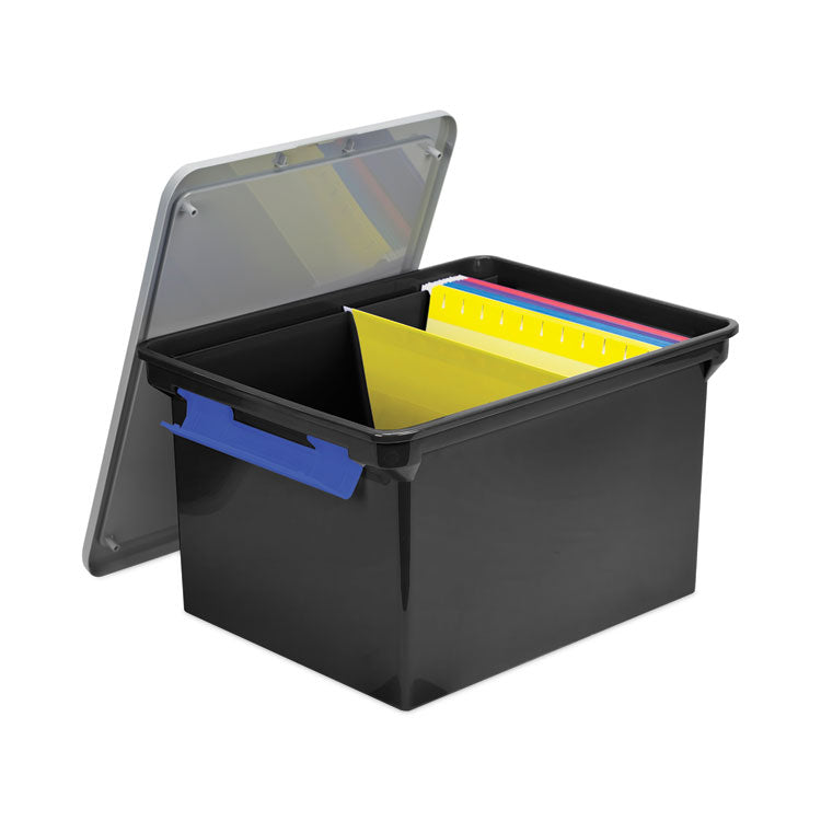 Portable File Tote With Locking Handles, Letter/legal Files, 18.5" X 14.25" X 10.88", Black/silver 4