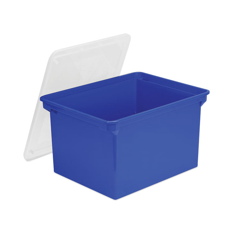 Plastic File Tote, Letter/legal Files, 18.5" X 14.25" X 10.88", Blue/clear 2