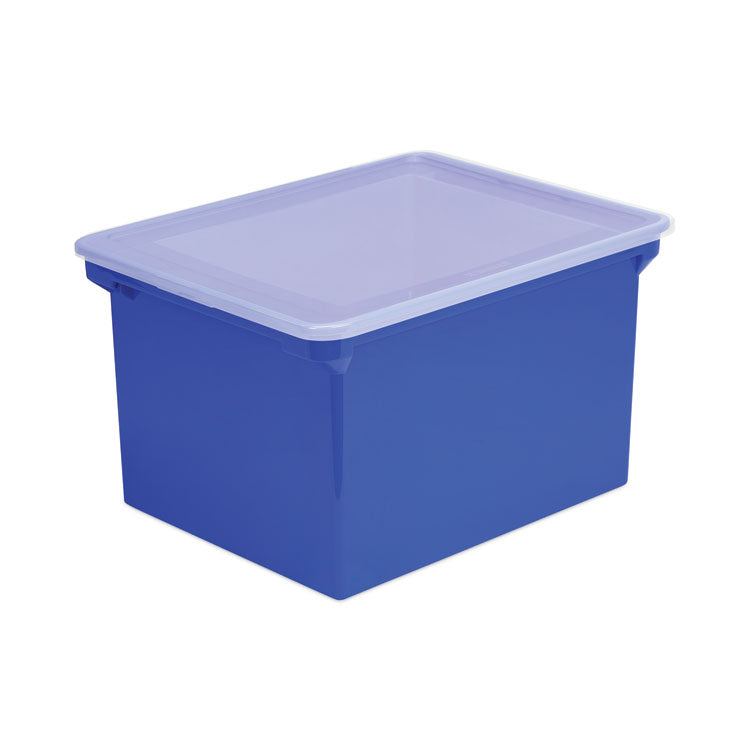 Plastic File Tote, Letter/legal Files, 18.5" X 14.25" X 10.88", Blue/clear 3