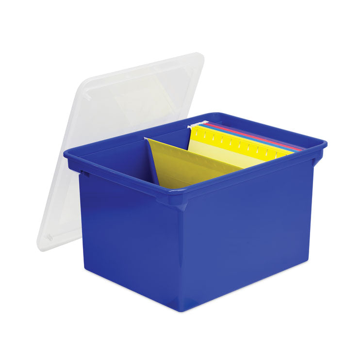 Plastic File Tote, Letter/legal Files, 18.5" X 14.25" X 10.88", Blue/clear 4