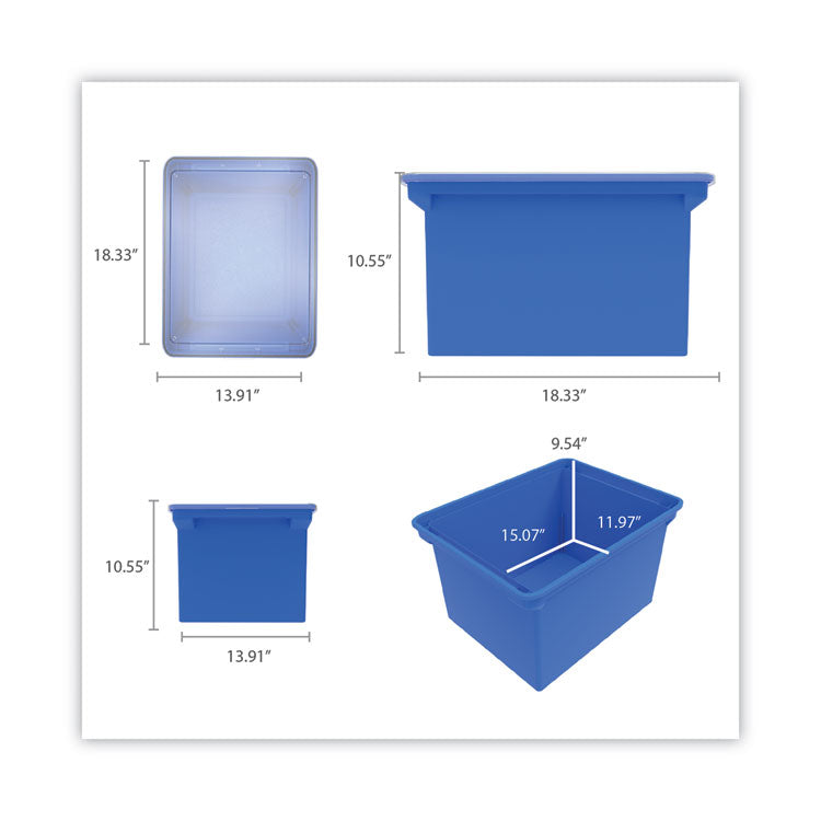 Plastic File Tote, Letter/legal Files, 18.5" X 14.25" X 10.88", Blue/clear 6