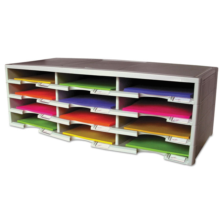 Storex Literature Organizer, 12 Compartments, 10.63 x 13.3 x 31.4, Gray 2