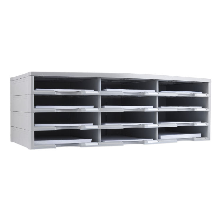 Storex Literature Organizer, 12 Compartments, 10.63 x 13.3 x 31.4, Gray 3