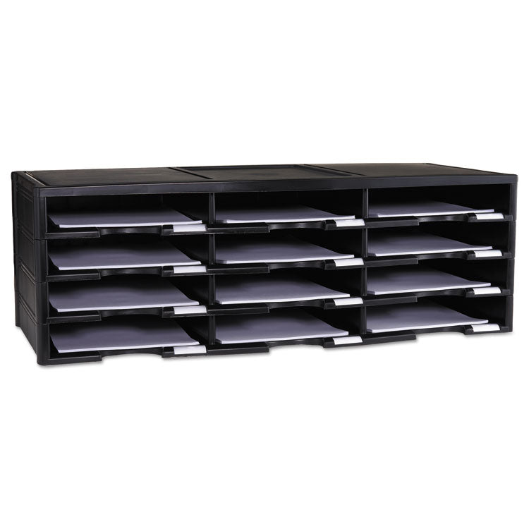 Storex Literature Organizer, 12 Compartments, 10.63 x 13.3 x 31.4, Black 1