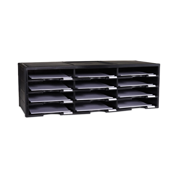 Storex Literature Organizer, 12 Compartments, 10.63 x 13.3 x 31.4, Black 2