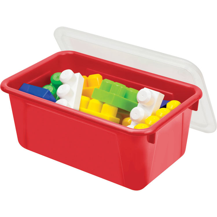 Cubby Bin with Lid, 12.28 x 7.95 x 5.23, Red, 5/Pack 3