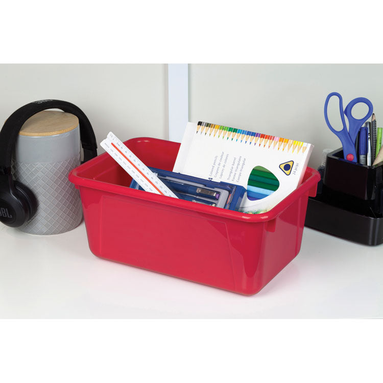 Cubby Bin with Lid, 12.28 x 7.95 x 5.23, Red, 5/Pack 4