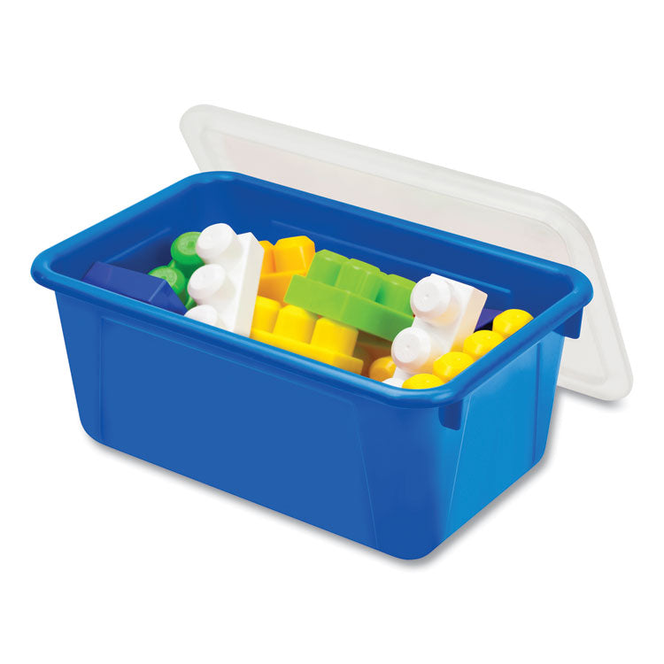 Cubby Bin with Lid, 1 Section, 2 gal, 8.2 x 12.5 x 11.5, Blue, 5/Pack 6