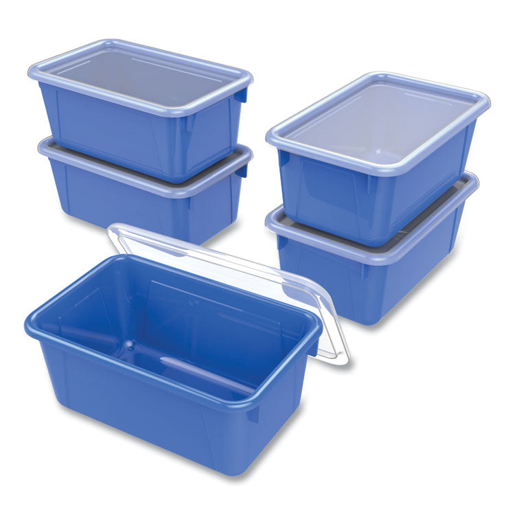 Cubby Bin with Lid, 1 Section, 2 gal, 8.2 x 12.5 x 11.5, Blue, 5/Pack 7