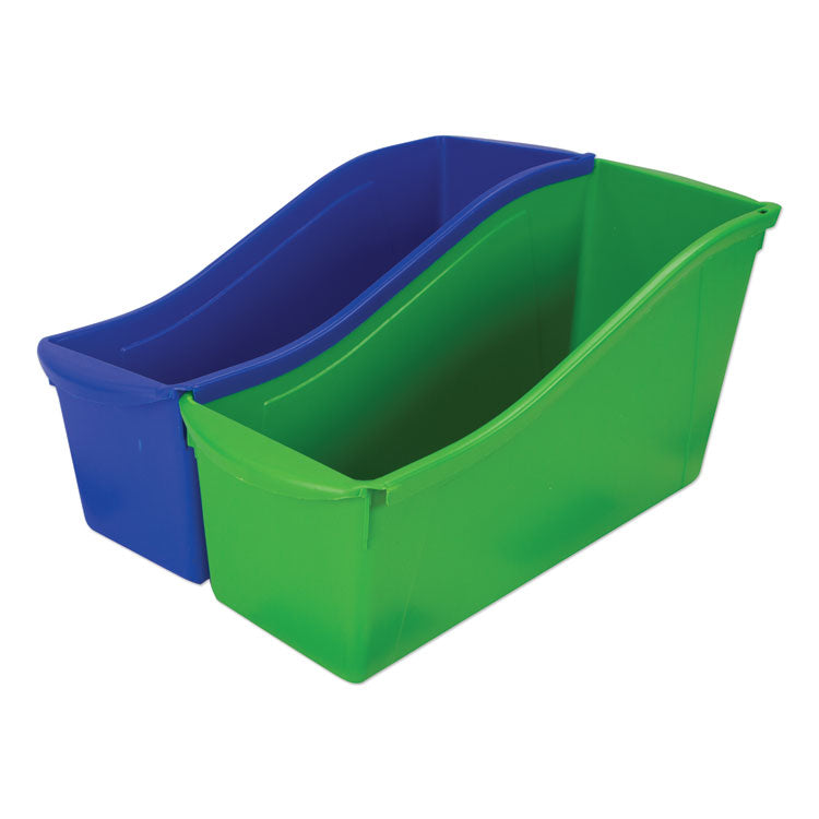 Interlocking Book Bins with Clear Label Pouches, 4.75" x 12.63" x 7", Assorted Colors, 5/Pack 2