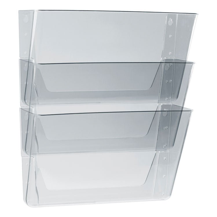 Wall File, 3 Sections, Letter Size, 13" x 4" x 14",  Clear, 3/Set 1