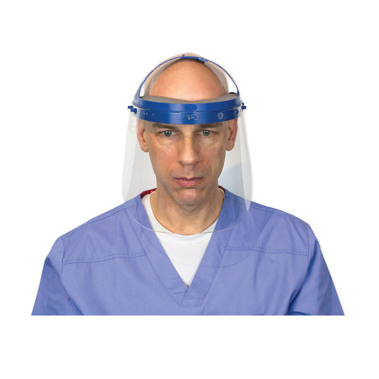 Fully Assembled Full Length Face Shield with Head Gear, 16.5 x 10.25 x 11, Clear/Blue, 16/Carton 5