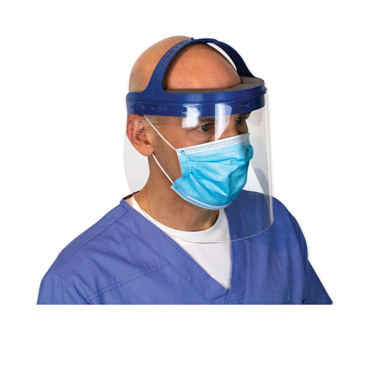 Fully Assembled Full Length Face Shield with Head Gear, 16.5 x 10.25 x 11, Clear/Blue, 16/Carton 7