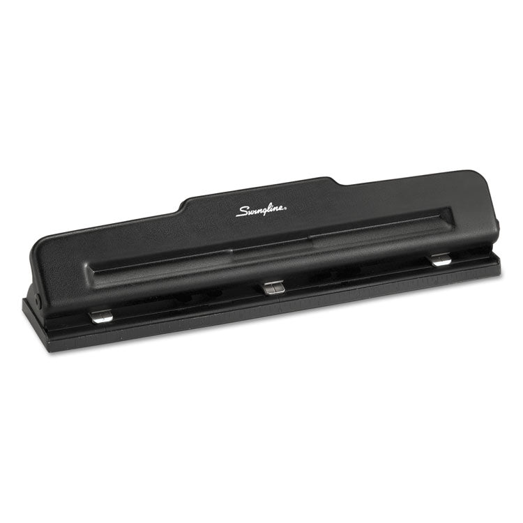 10-Sheet Desktop Light-Duty Two- To Three-Hole Adjustable Punch, 9/32" Holes, Black 1