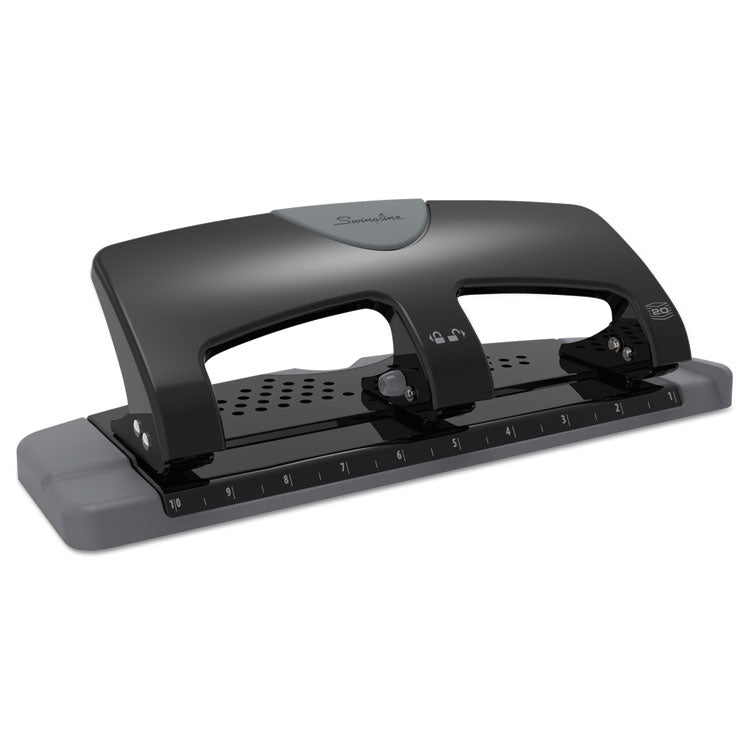 20-Sheet Smarttouch Three-Hole Punch, 9/32" Holes, Black/gray 2