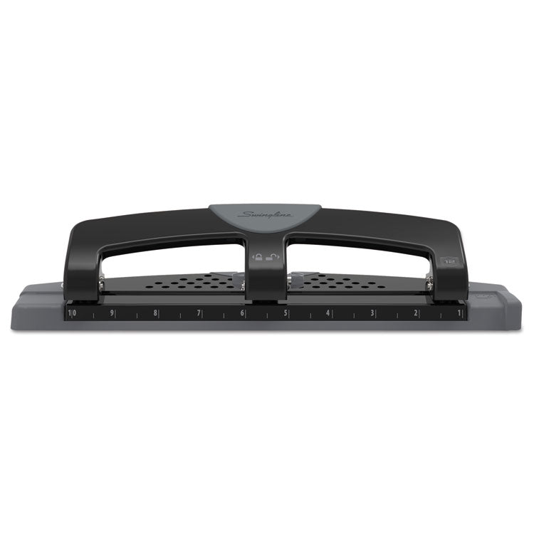 12-Sheet Smarttouch Three-Hole Punch, 9/32" Holes, Black/gray 2