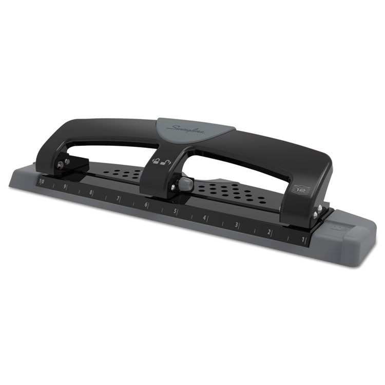 12-Sheet Smarttouch Three-Hole Punch, 9/32" Holes, Black/gray 1