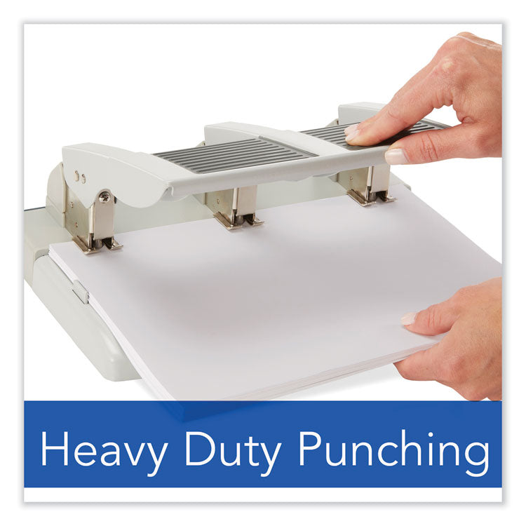 75-Sheet Heavy-Duty High-Capacity Three-Hole Adjustable Punch, 9/32" Holes, Putty/gray 5