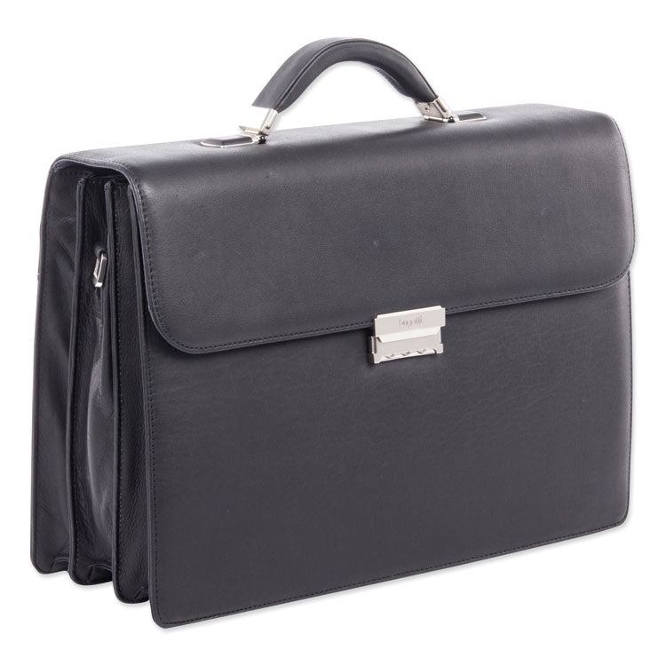 Milestone Briefcase, Fits Devices Up to 15.6", Leather, 5 x 5 x 12, Black 1