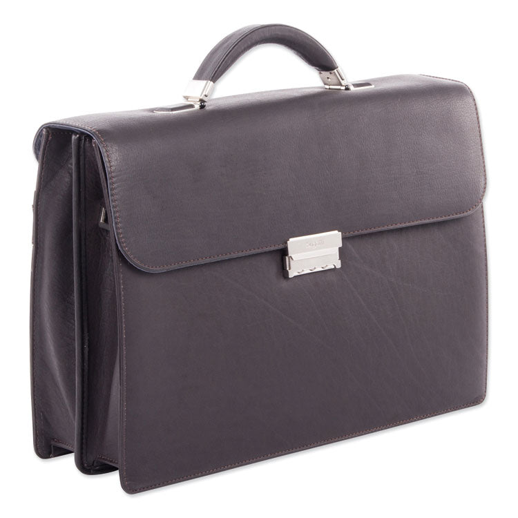 Milestone Briefcase, Fits Devices Up to 15.6", Leather, 5 x 5 x 12, Brown 1