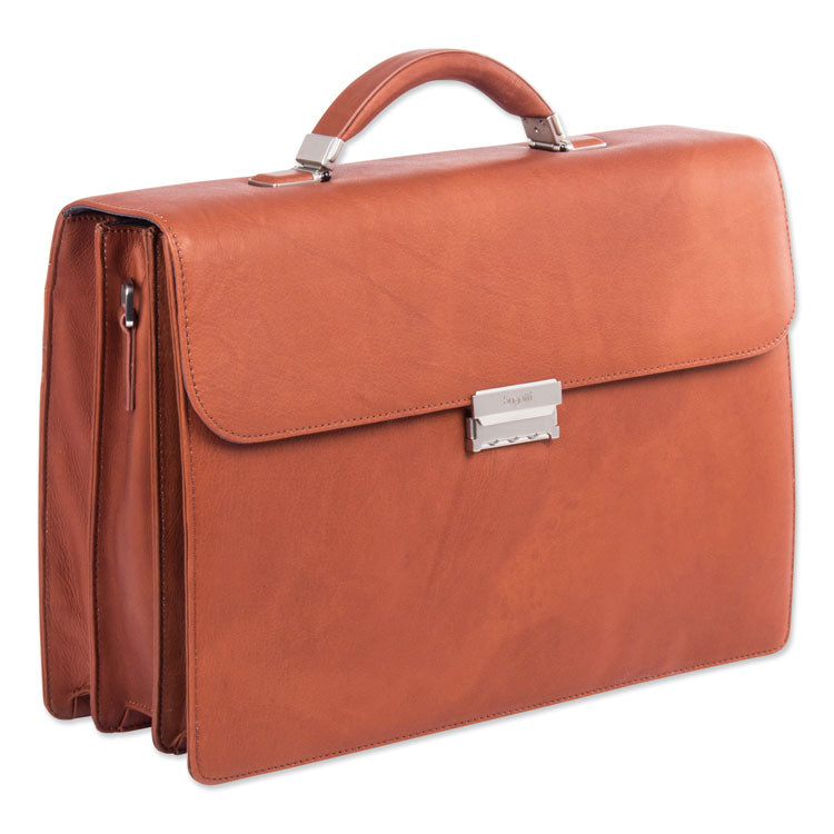 Milestone Briefcase, Fits Devices Up to 15.6", Leather, 5 x 5 x 12, Cognac 1