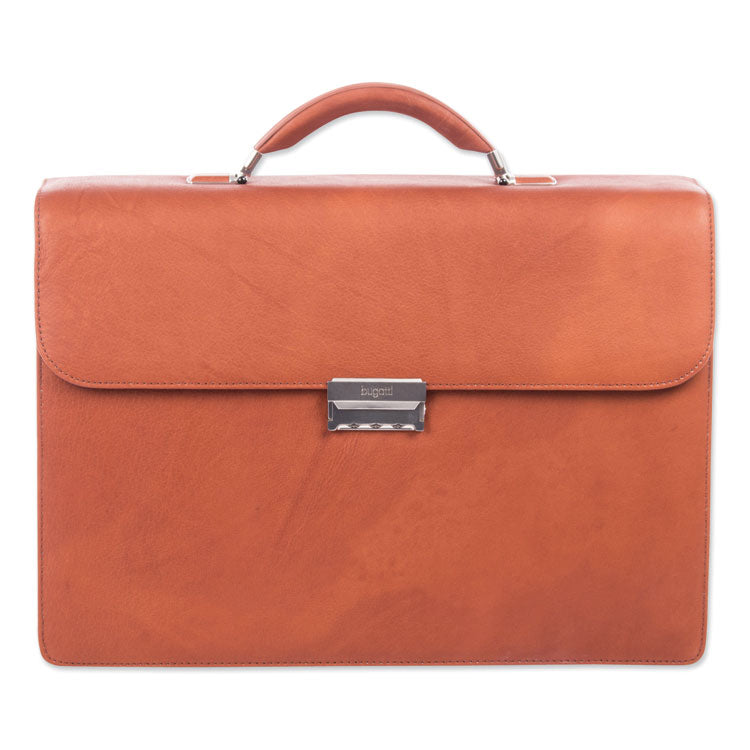 Milestone Briefcase, Fits Devices Up to 15.6", Leather, 5 x 5 x 12, Cognac 2