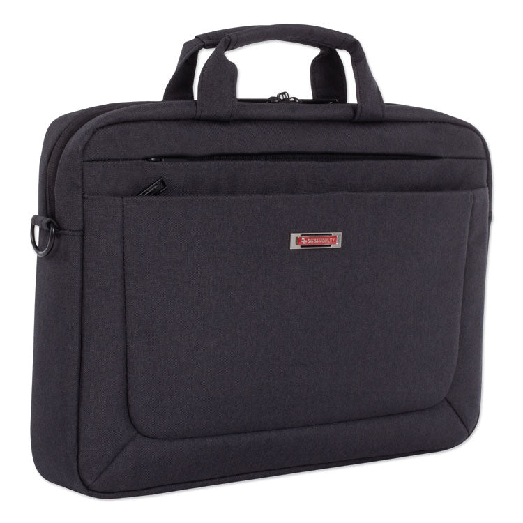 Cadence Slim Briefcase, Fits Devices Up to 15.6", Polyester, 3.5 x 3.5 x 16, Charcoal 1