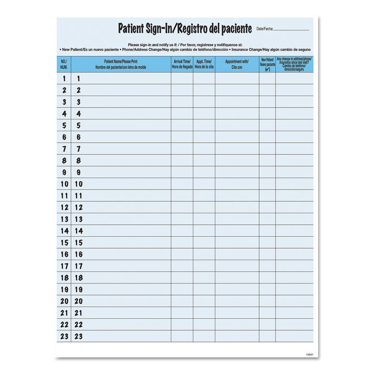 Hipaa Labels, Patient Sign-In, 8.5 X 11, Blue, 23/sheet, 125 Sheets/pack 1