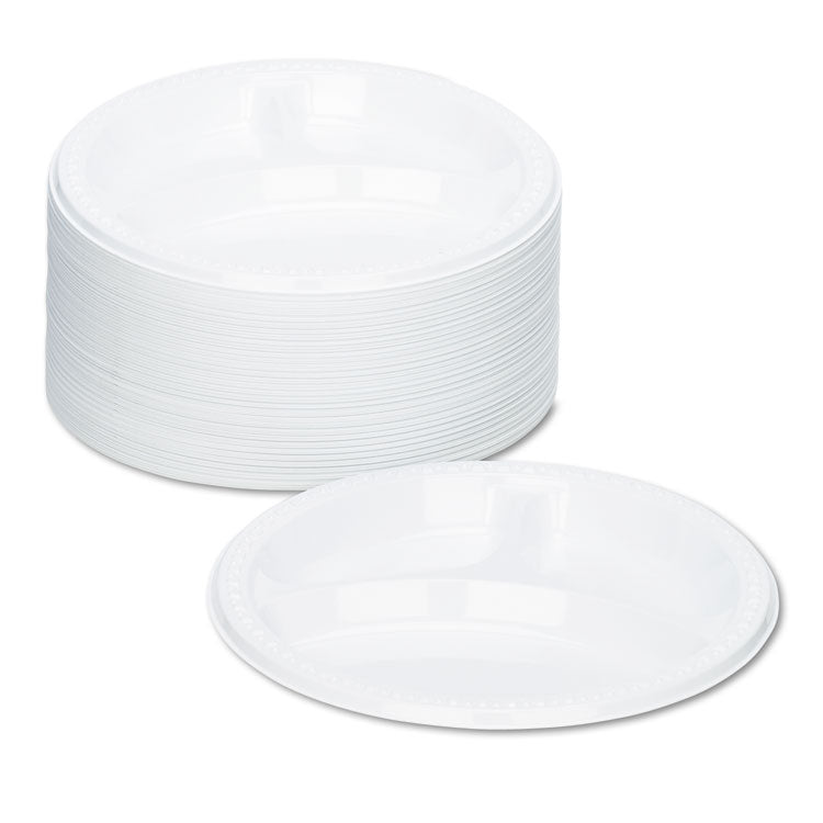 Plastic Dinnerware, Compartment Plates, 9" Dia, White, 125/pack 2