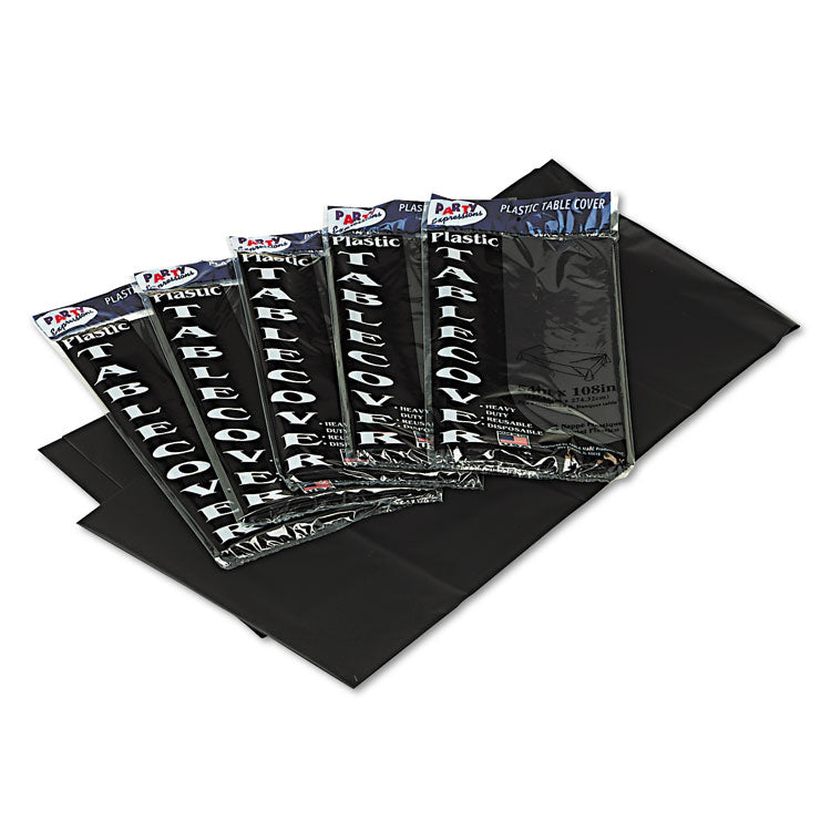 Table Set Rectangular Table Covers, Heavyweight Plastic, 54" X 108", Black, 6/pack 1