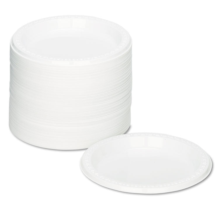 Plastic Dinnerware, Plates, 7" Dia, White, 125/pack 2