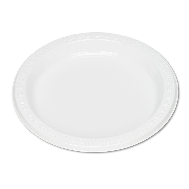 Plastic Dinnerware, Plates, 7" Dia, White, 125/pack 1