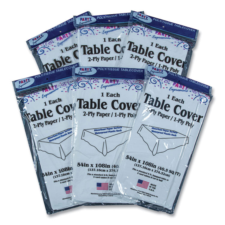 Table Set Poly Tissue Table Cover, 54" X 108", White, 6/pack 3