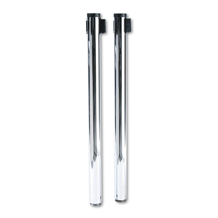 Adjusta-Tape Crowd Control Stanchion Posts Only, Polished Aluminum, 40" High, Silver, 2/Box 2