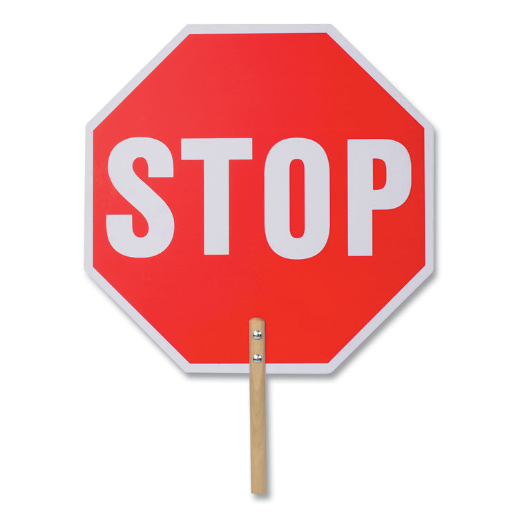 Handheld Stop Sign, 18" Red/White Face, White Graphics 1