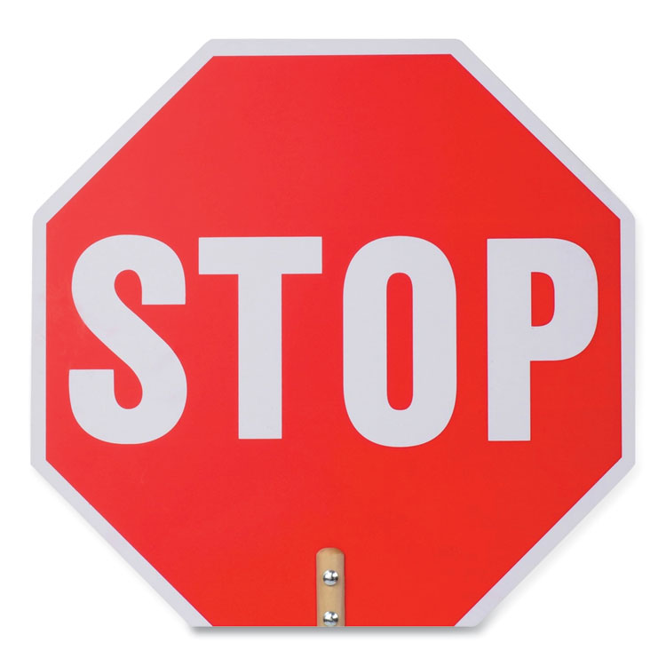 Handheld Stop Sign, 18" Red/White Face, White Graphics 4