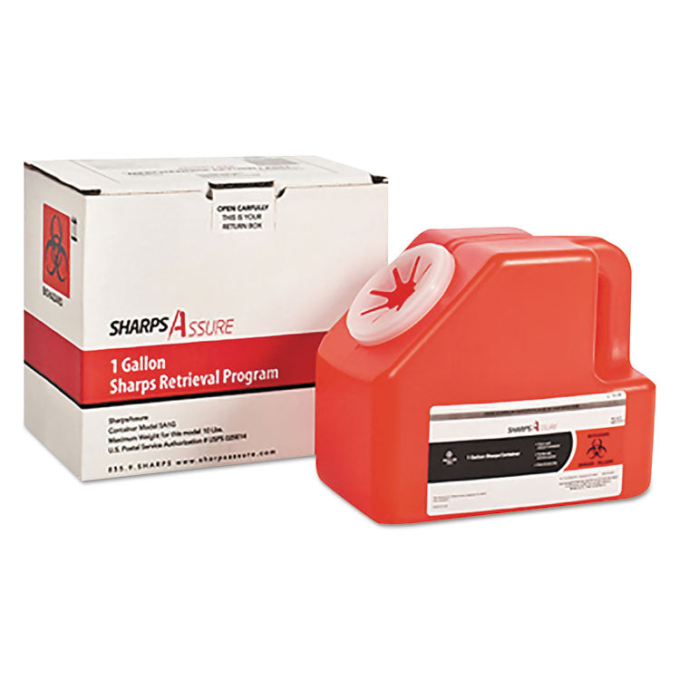 Sharps Retrieval Program Containers, 1 Gal, Cardboard/plastic, Red 1