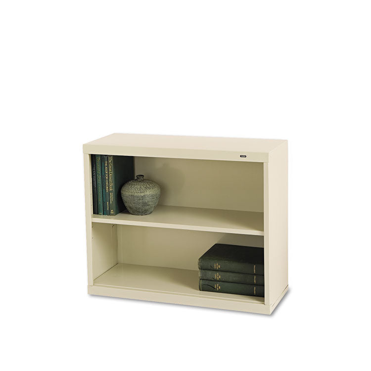 Metal Bookcase, Two-Shelf, 34.5w x 13.5d x 28h, Putty 1