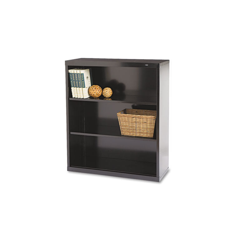 Metal Bookcase, Three-Shelf, 34.5w x 13.5d x 40h, Black 1