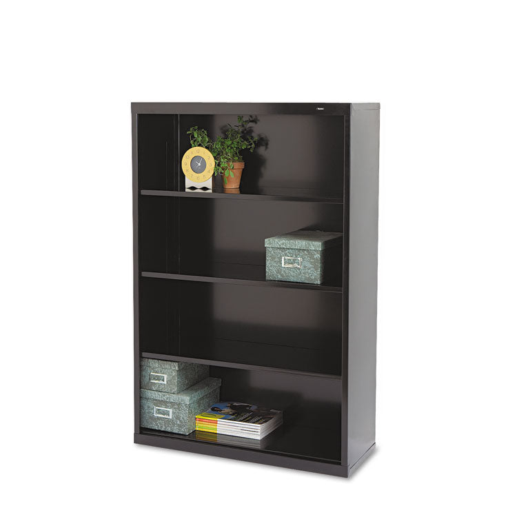 Metal Bookcase, Four-Shelf, 34.5w x 13.5d x 52.5h, Black 1