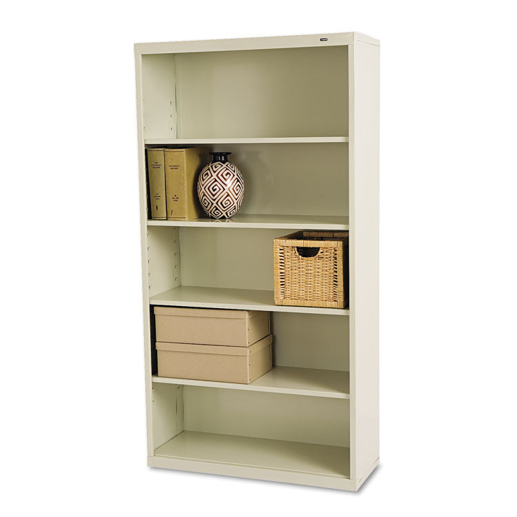 Metal Bookcase, Five-Shelf, 34.5w x 13.5d x 66h, Putty 1