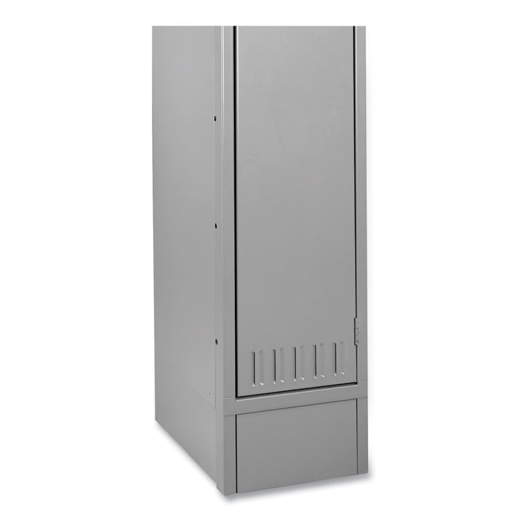 Three Wide Closed Locker Base, 36w X 18d X 6h, Medium Gray 2