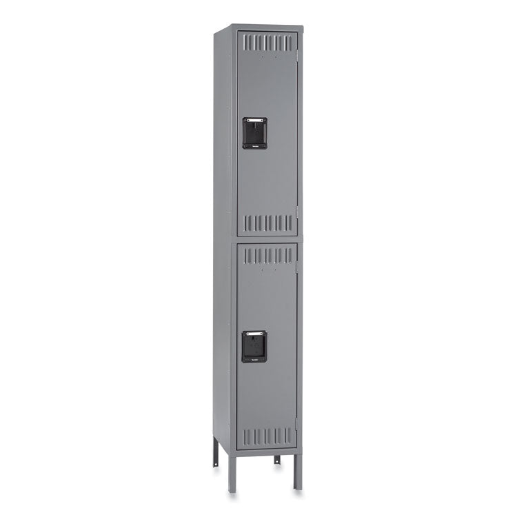 Double Tier Locker With Legs, Single Stack, 12w X 18d X 78h, Medium Gray 2