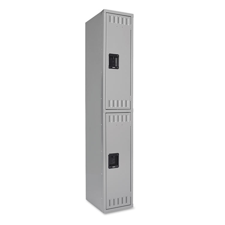 Double Tier Locker, Single Stack, 12w X 18d X 72h, Medium Gray 1