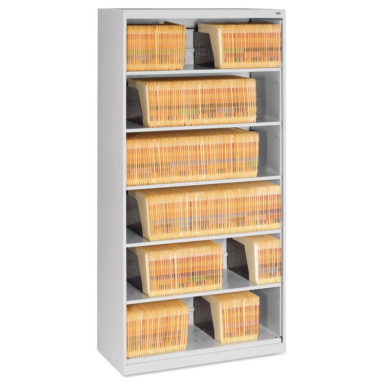 Fixed Shelf Open-Format Lateral File For End-Tab Folders, 6 Legal/letter File Shelves, Light Gray, 36" X 16.5" X 75.25" 1