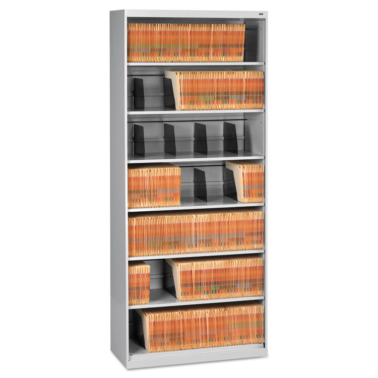 Fixed Shelf Open-Format Lateral File For End-Tab Folders, 7 Legal/letter File Shelves, Light Gray, 36" X 16.5" X 87" 1