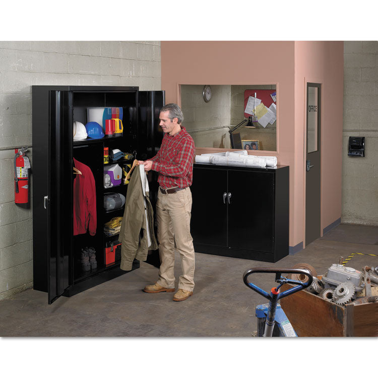 Assembled Jumbo Steel Storage Cabinet, 48w X 24d X 78h, Black 3