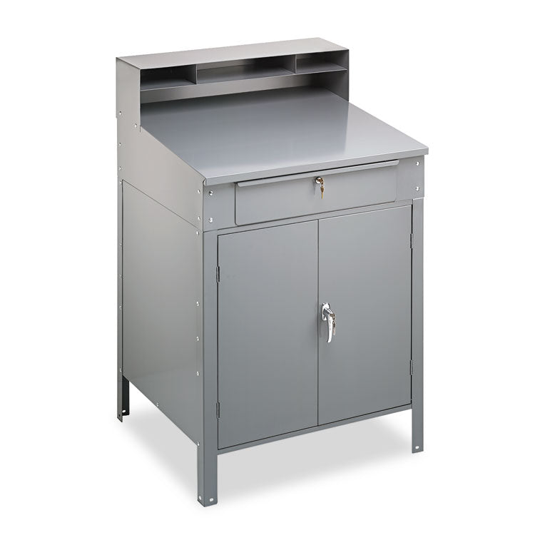 Steel Cabinet Shop Desk, 34.5" X 29" X 53", Medium Gray 2