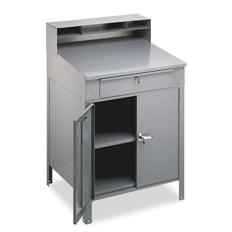 Steel Cabinet Shop Desk, 34.5" X 29" X 53", Medium Gray 1