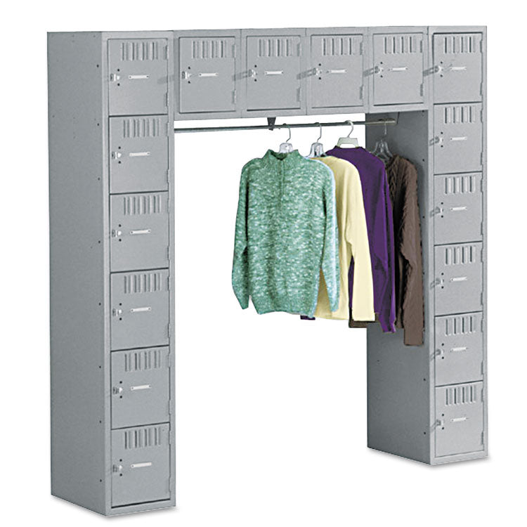 Sixteen Box Compartments And Coat Bar, 72w X 18d X 72h, Medium Gray 1